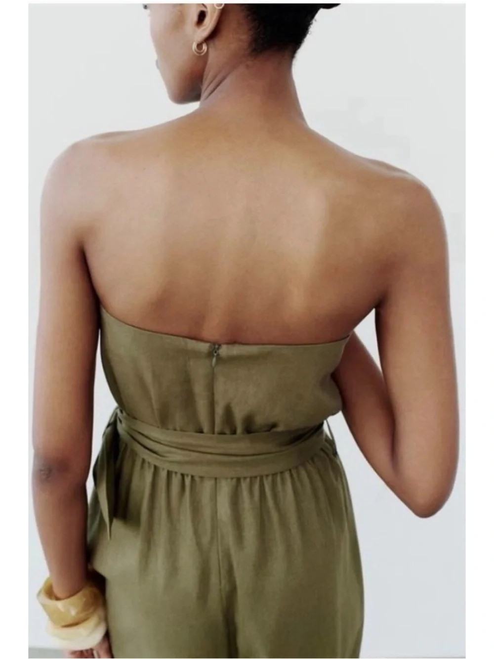 NWT Zara Linen Blend Strapless Jumpsuit